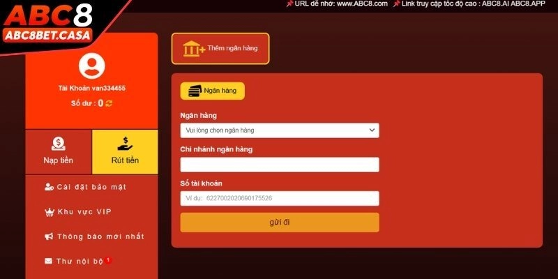 Rút tiền qua chuyển khoản ngân hàng 